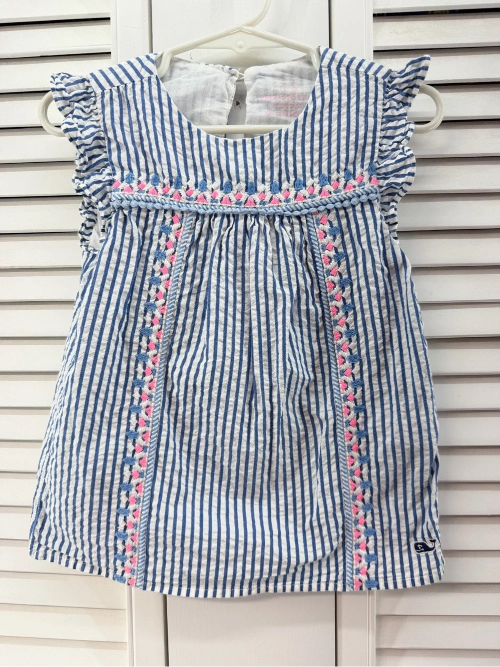 Vineyard vines size 12-18M Blue & White Stripe Embroidered seersucker Sundress